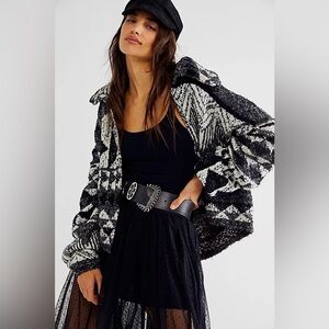 NWT FREE PEOPLE One And Another Cardi- Black $228MSRP